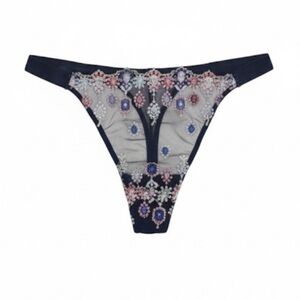 Victoria's Secret Navy and Multicolor Embroidered Panties